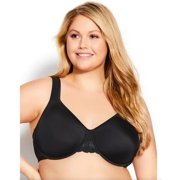 Avenue Body Size 44DDD Black Underwire Lightly Lined Smooth Caress Bra 2155 - Picture 1 of 6